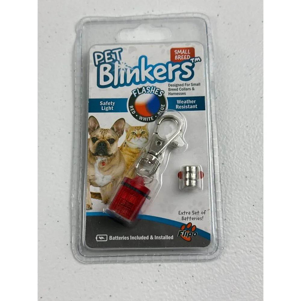Pet Blinkers SMALL Breed LED Safety Light Flashing Red/White/Blue Weather Resist